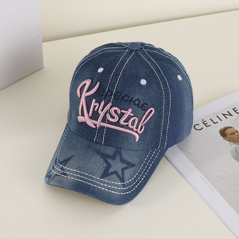 韓系牛仔帽休閒鴨舌帽遮陽帽戶外刺繡字母百搭帽