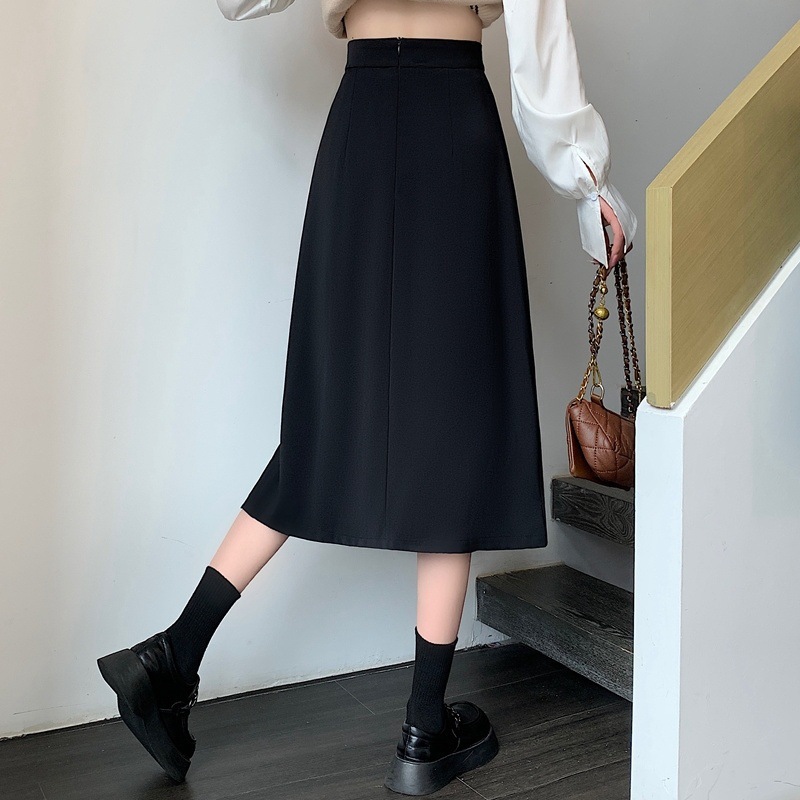 高腰包臀舒適顯瘦百搭中長款不開叉A字半身裙