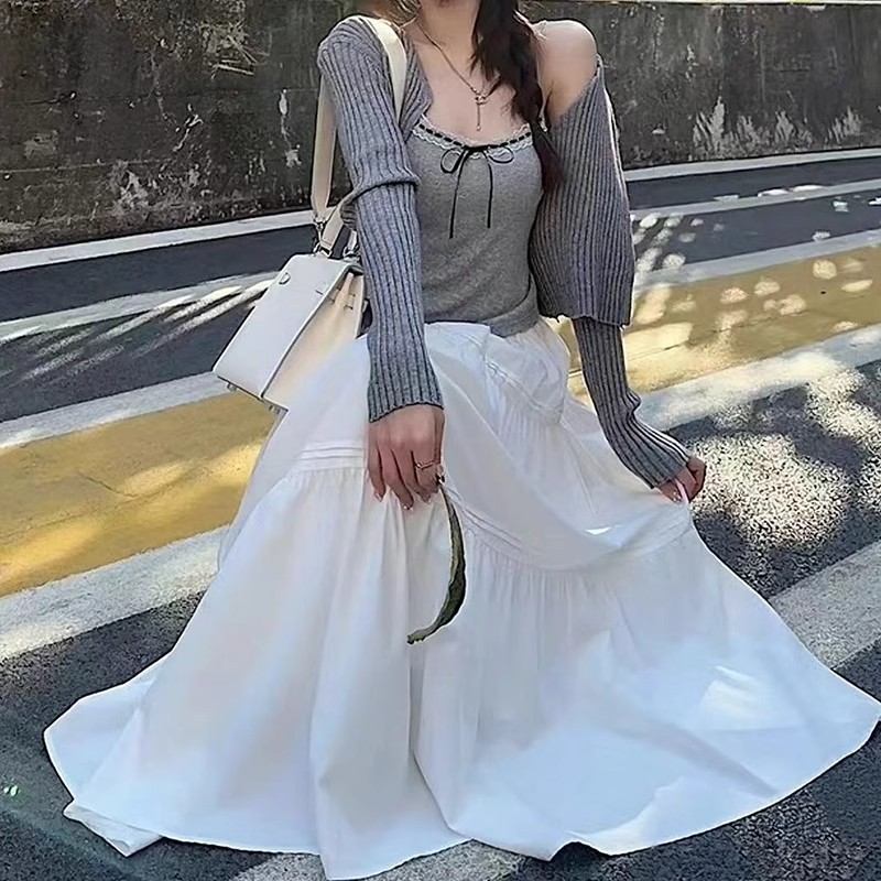 純色高腰顯瘦小個子蓬蓬蛋糕半身裙