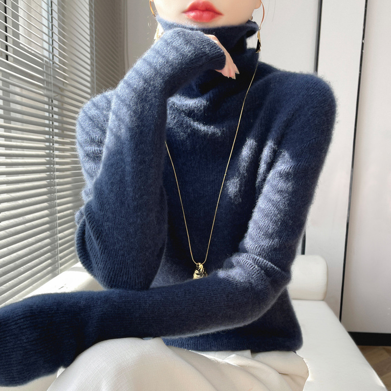 毛絨堆堆領修身顯瘦內搭緊身針織衫