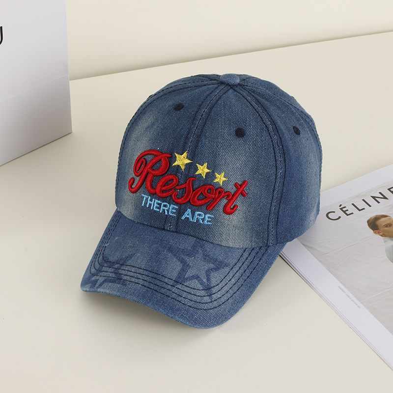 韓系牛仔帽休閒鴨舌帽遮陽帽戶外刺繡字母百搭帽