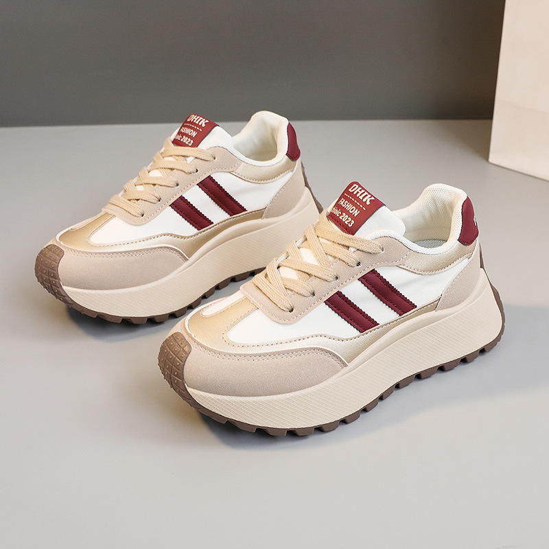 厚底增高休閒拼接皮面運動鞋