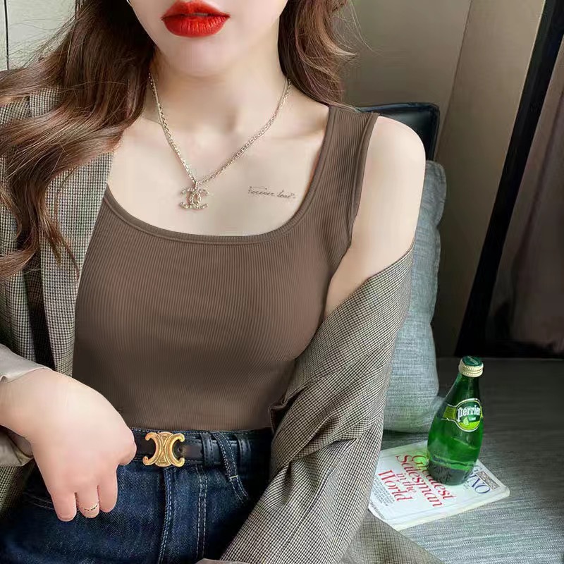 純色吊帶修身小衫無袖打底內搭方領背心