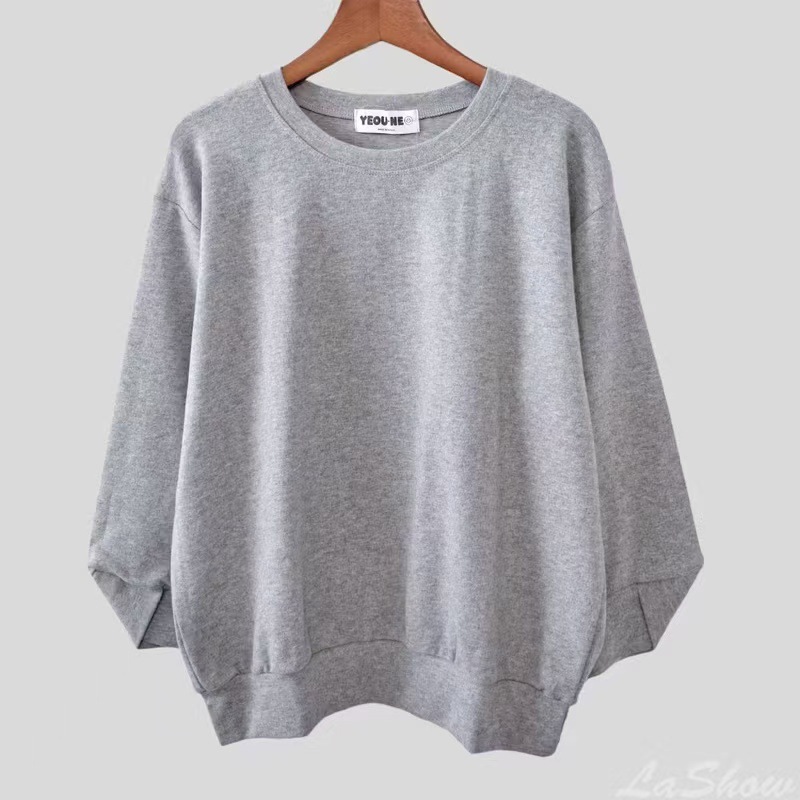 氣質簡約磨毛保暖寬鬆針織顯瘦長袖T恤