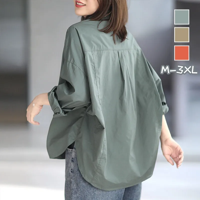 純棉寬鬆隨性慵懶風立體剪裁廓形襯衫