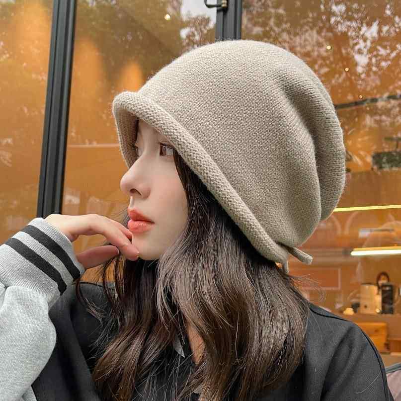 時尚百搭洋氣包頭針織堆堆帽