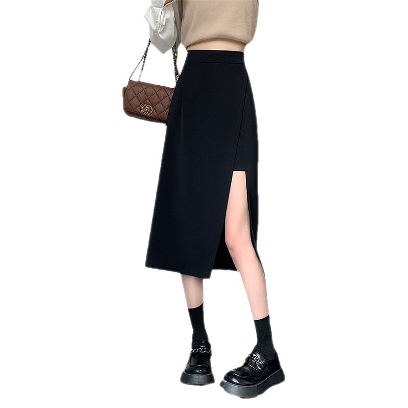 高腰包臀舒適顯瘦百搭中長款不開叉A字半身裙