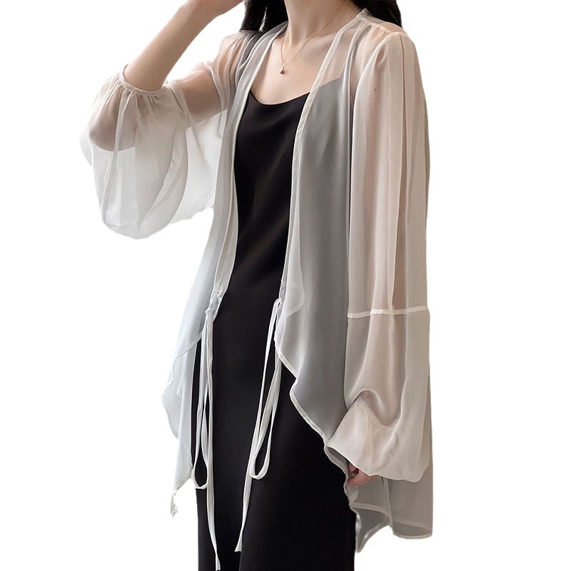 休閒防曬冰絲個性設計感透氣時尚外搭開衫