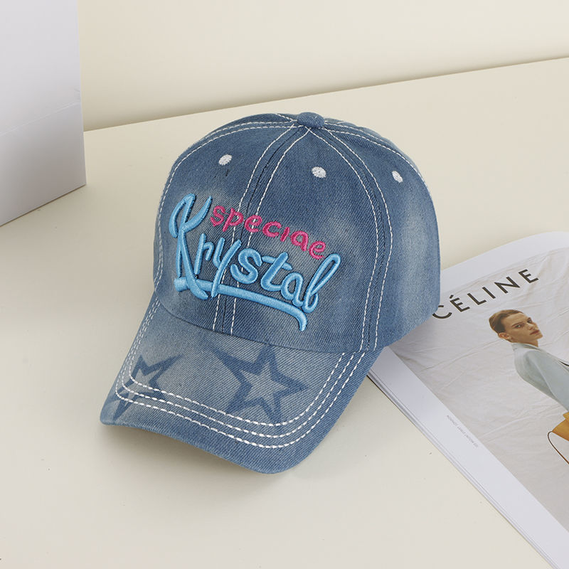 韓系牛仔帽休閒鴨舌帽遮陽帽戶外刺繡字母百搭帽