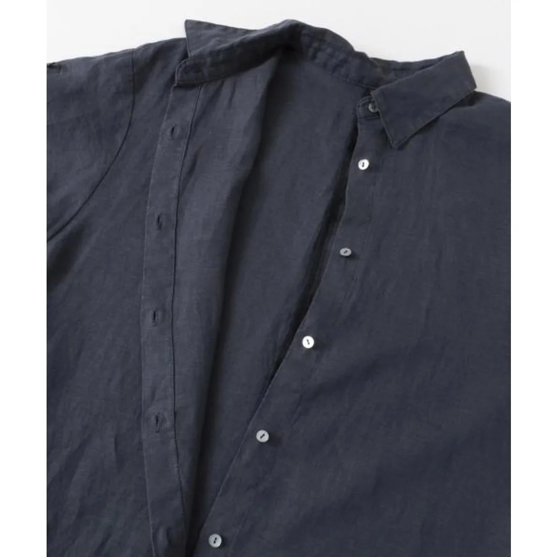 日系五色通勤簡約修身排扣棉麻洋裝