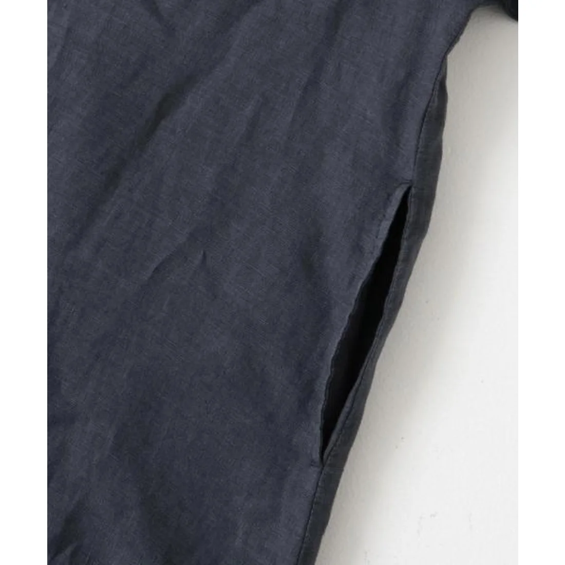 日系五色通勤簡約修身排扣棉麻洋裝