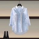 灰色毛衣+藍色襯衫