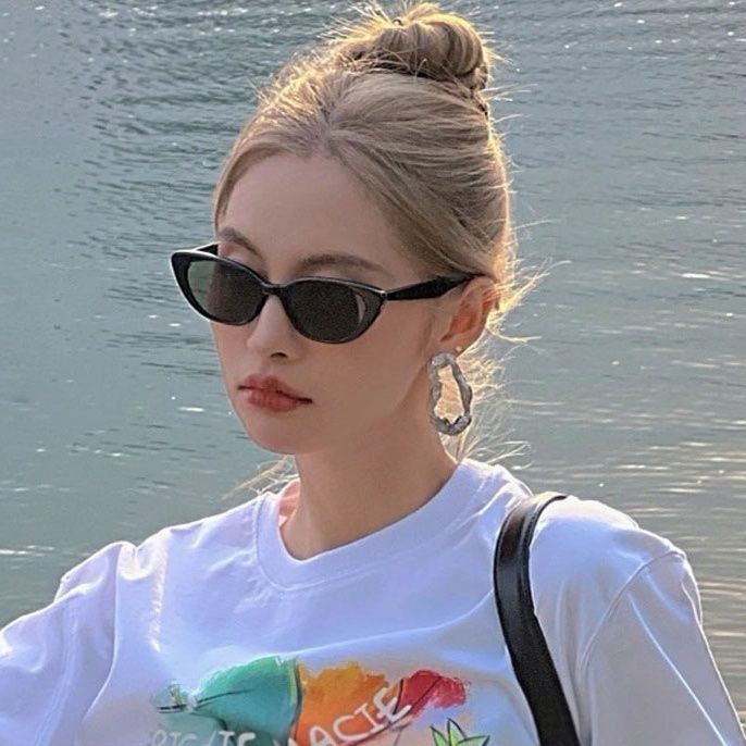 貓眼墨鏡簡約高級質感方圓臉顯瘦氣質歐美街拍遮陽太陽鏡