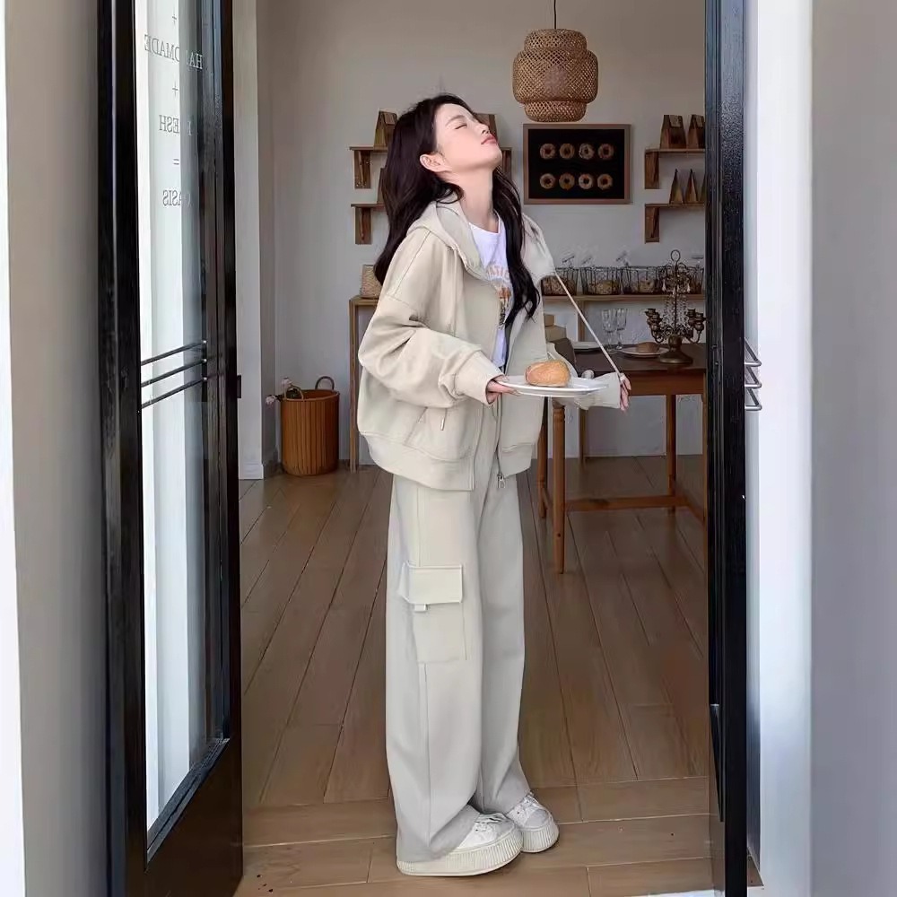 連帽外套工裝褲兩件套裝