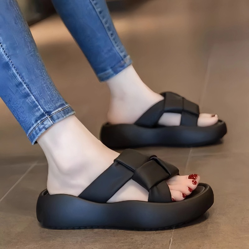 時尚外穿厚底高顏值高級感一字拖鞋