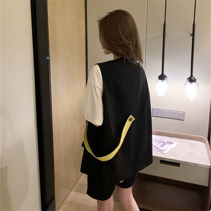 【單件/整套】洋氣復古馬甲短袖T恤短褲超仙小清新時尚西裝套裝