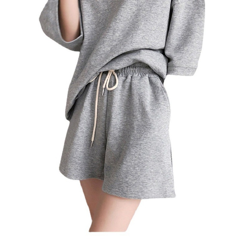 【整套】時尚套裝短袖T恤女休閒兩件套高腰大碼短褲