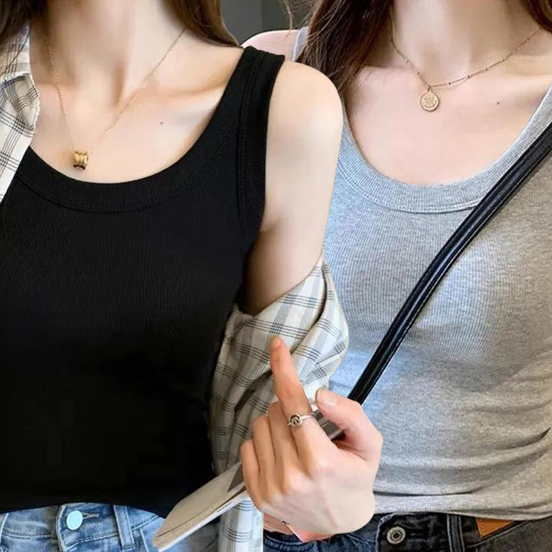 【單件/兩件裝】螺紋防走光無袖薄款內搭打底吊帶背心