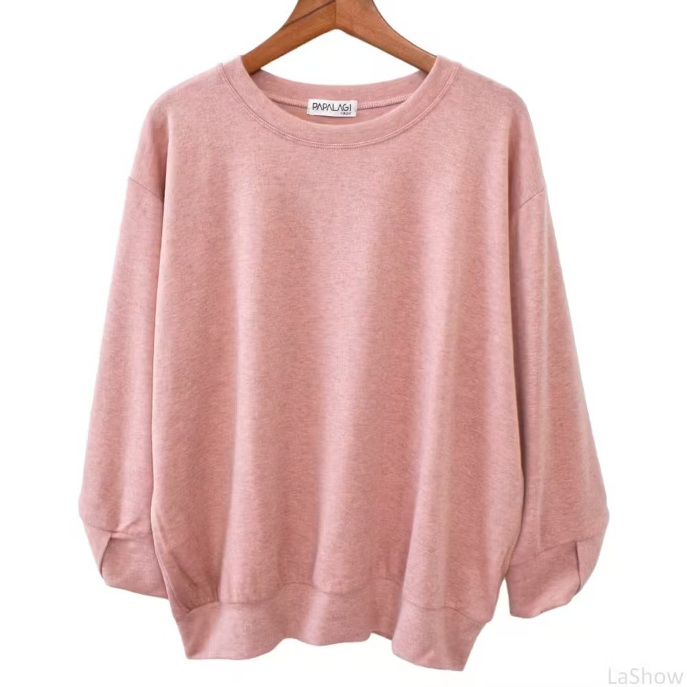 氣質簡約磨毛保暖寬鬆針織顯瘦長袖T恤