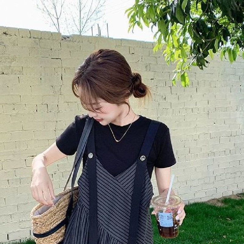 【單件/整套】氣質休閒知性寬鬆闊腿短袖連體背帶褲套裝