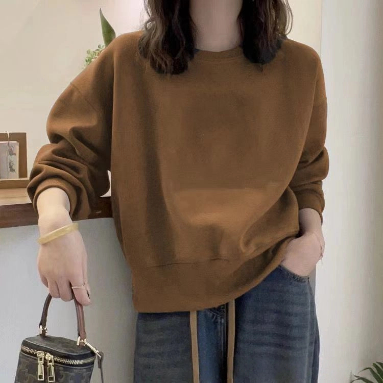 簡約純色設計感寬鬆百搭長袖T恤