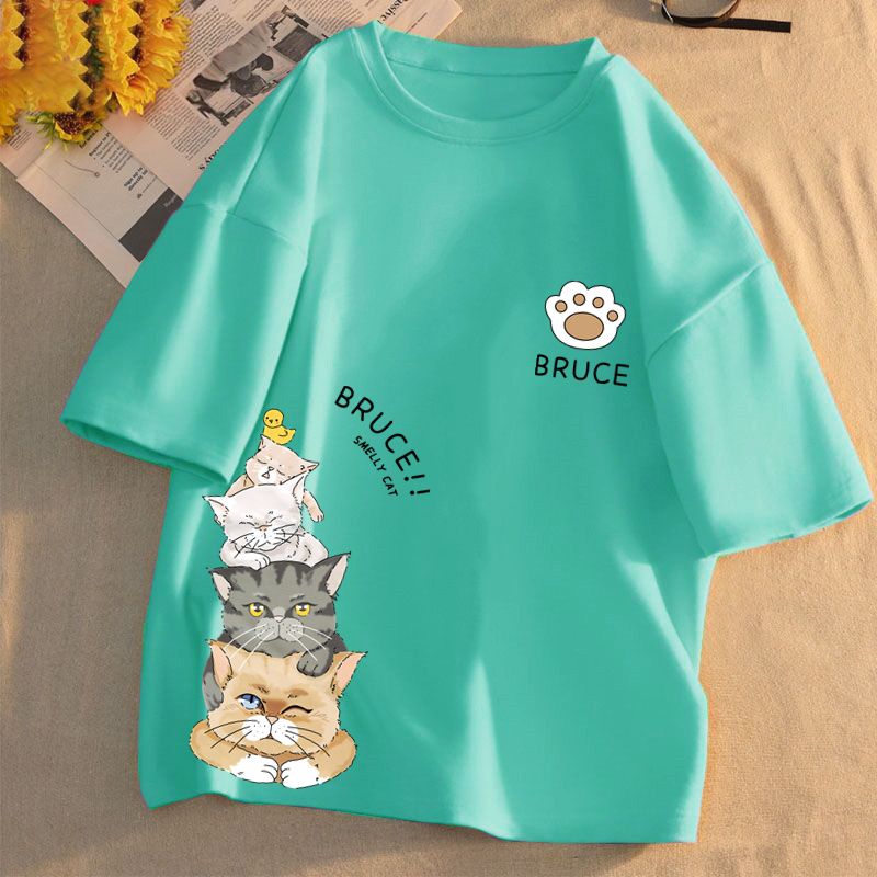 純棉甜美清新寬鬆休閒百搭打底衫短袖T恤