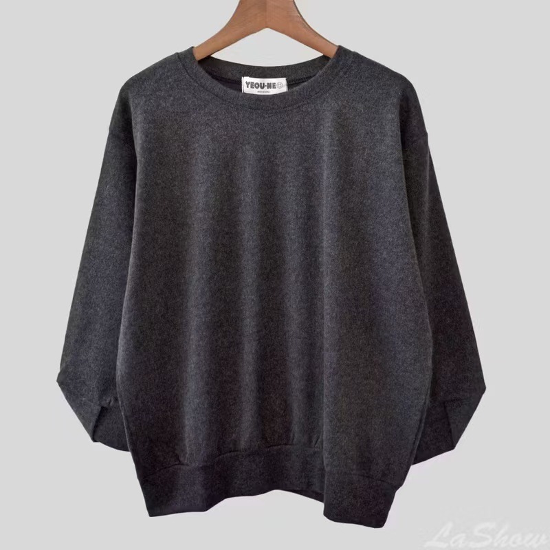 氣質簡約磨毛保暖寬鬆針織顯瘦長袖T恤