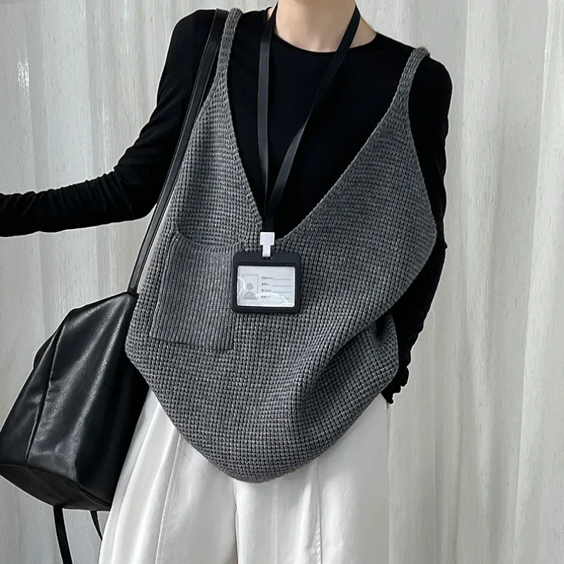 慵懶鬆弛感 疊穿外搭無袖針織背心