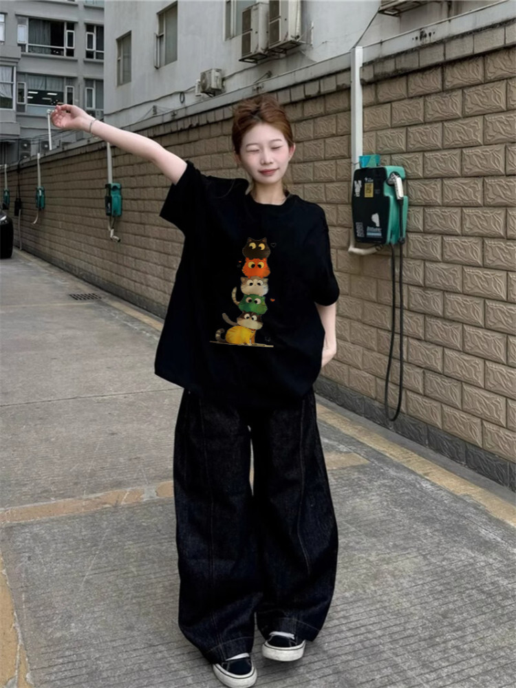 疊疊貓咪短袖上衣