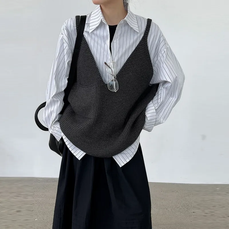 慵懶鬆弛感 疊穿外搭無袖針織背心