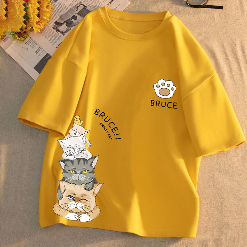 純棉甜美清新寬鬆休閒百搭打底衫短袖T恤