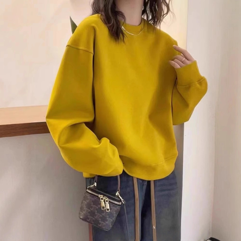 簡約純色設計感寬鬆百搭長袖T恤