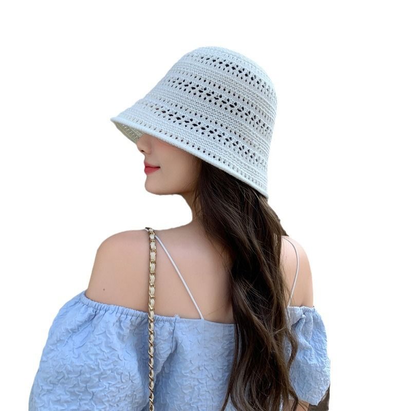 鏤空漁夫帽透氣針織防曬盆帽遮陽帽