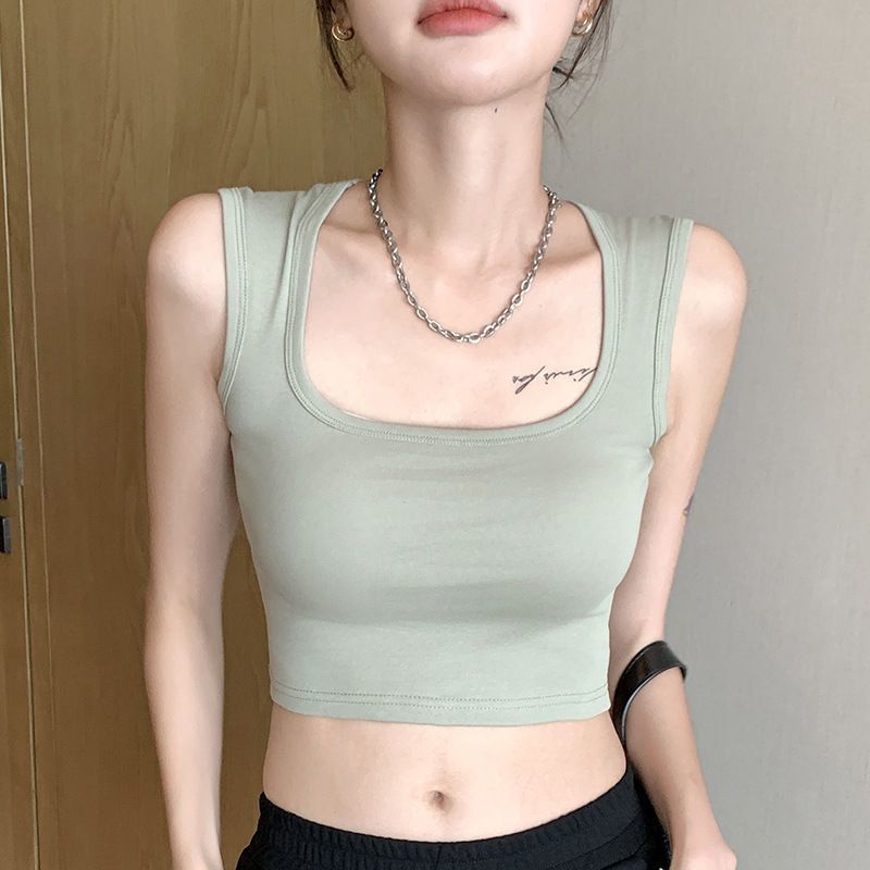 純棉工字內搭寬肩遮副乳修身打底吊帶背心