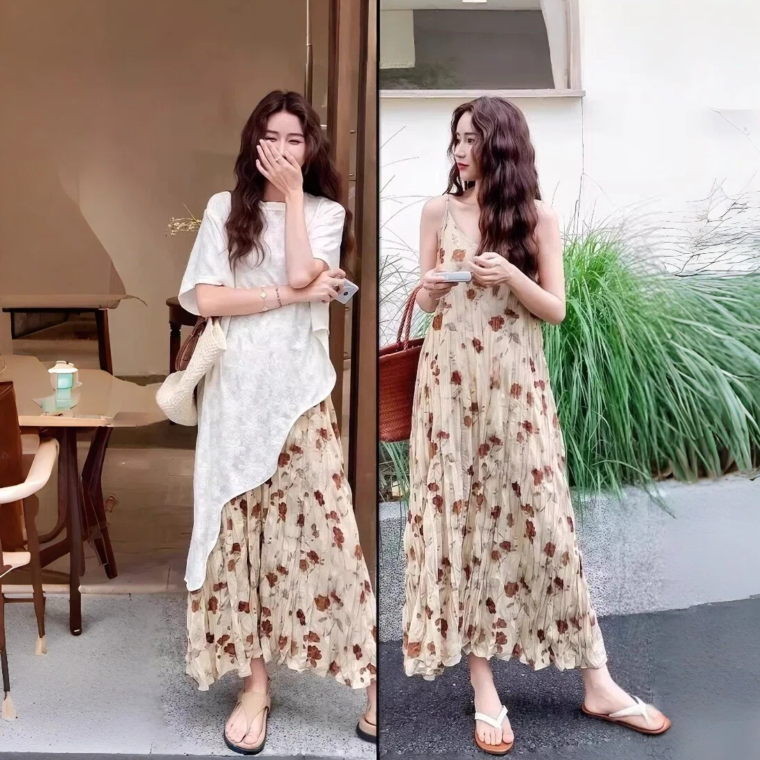 【單件/整套】法式高級感蕾絲不規則罩衫配吊帶裙兩件套