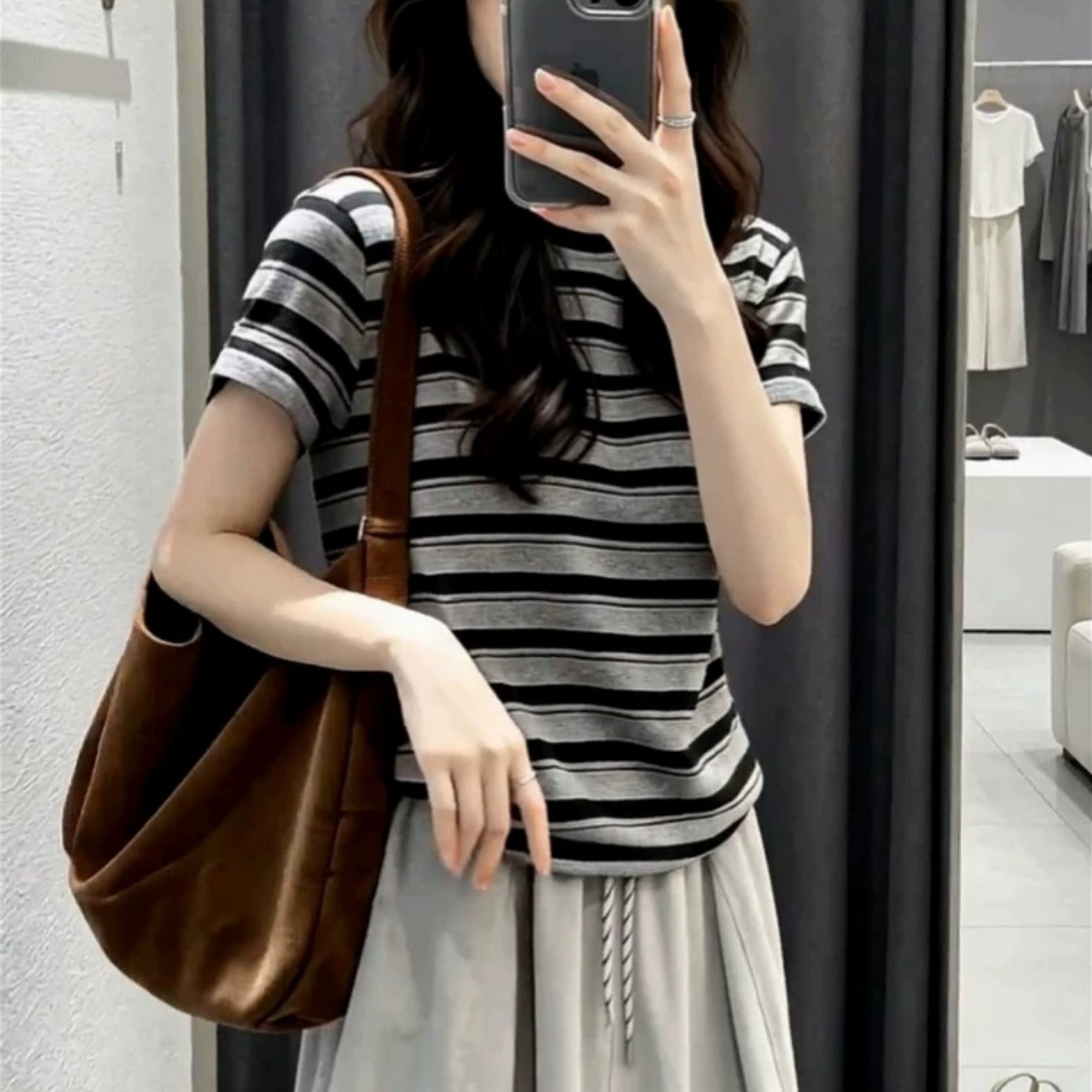 條紋上衣半身裙休閒套裝
