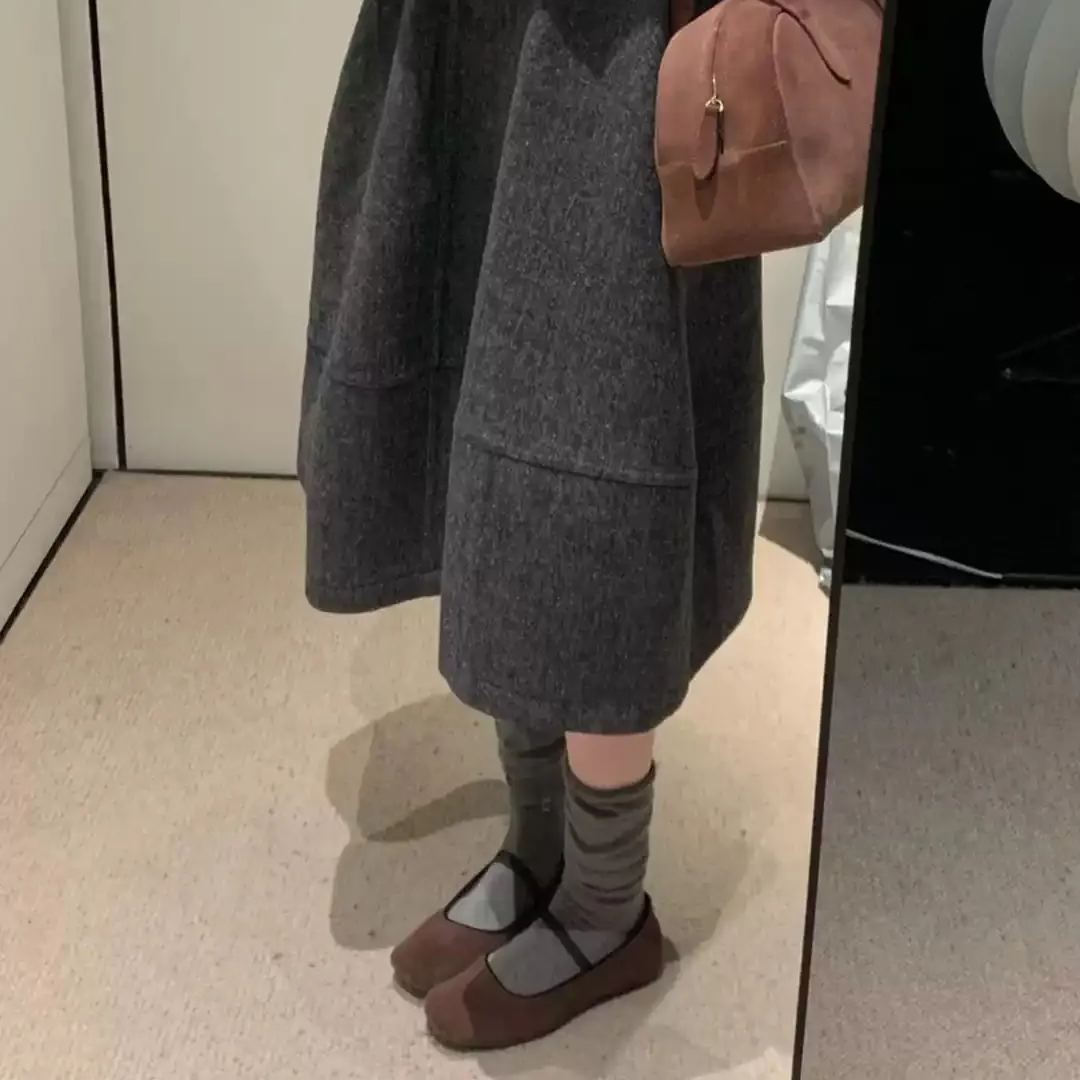 復古毛呢A字半身裙