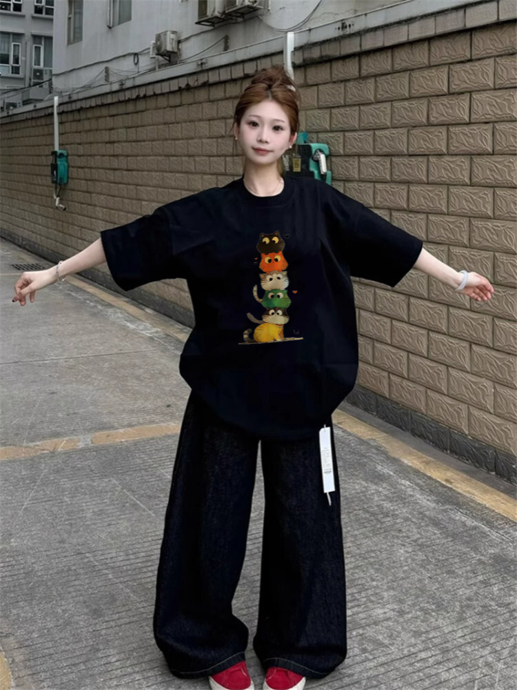 疊疊貓咪短袖上衣
