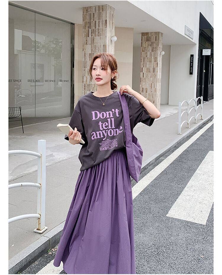 紫上衣半身裙套裝
