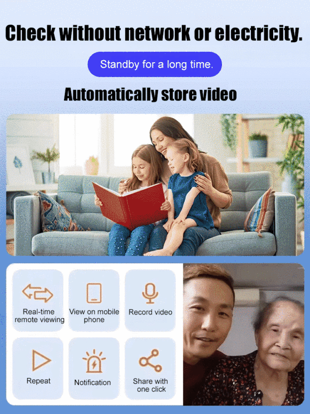 Wide angle intelligent monitoring camera【Silent and lightless, no WiFi required, intelligent monitoring.】