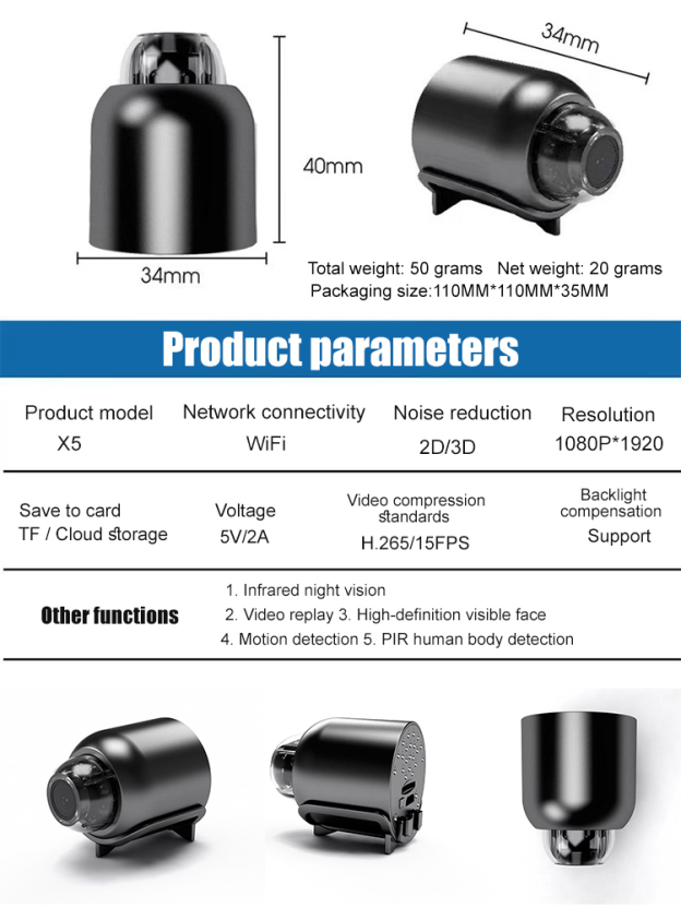 Wide angle intelligent monitoring camera【Silent and lightless, no WiFi required, intelligent monitoring.】
