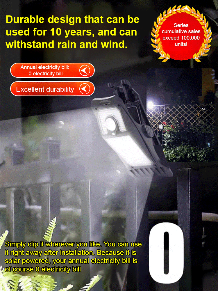 Smart sensor solar clip light【Save a huge amount on your electricity bill for the price of just one meal!】