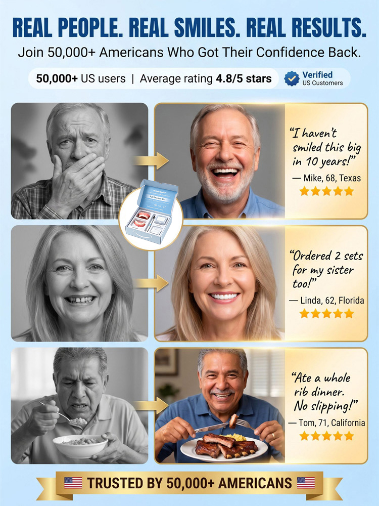 【💯Awarded the highest food-grade safety certification!💯】[Eternal Smile] Strongly Adsorptive Medical Full-Coverage Dentures👍Buy one get one free, 98.9% positive reviews, 99% repurchase rate!