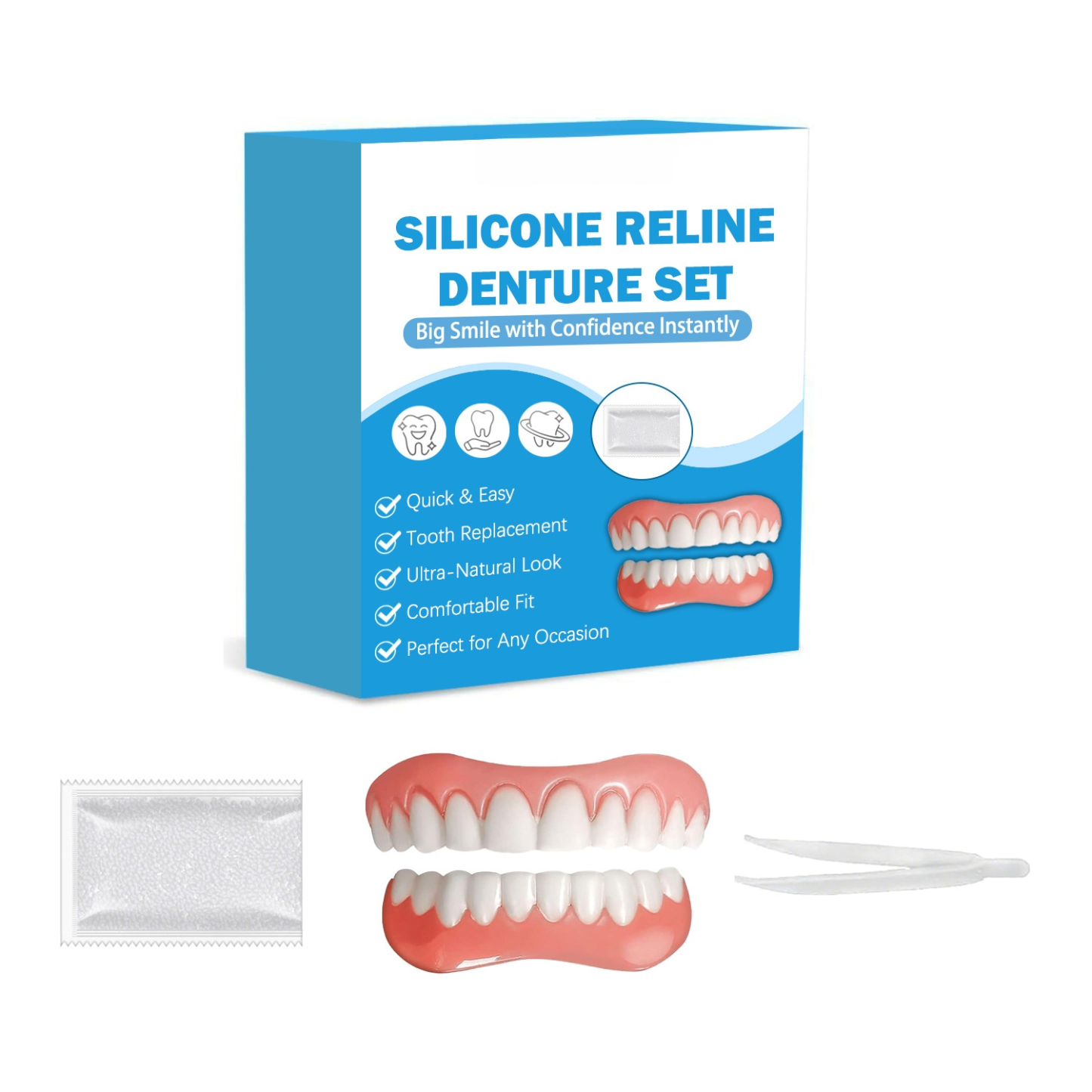 【Made in USA, FDA Approved】Custom Full Mouth Dentures Kit