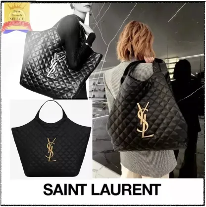 滝沢カレンさん【BLACKPINKROSE同じバッグ】SAINT LAURENTイカール マキシ ショッピングバッグ（ラムスキン／キルティング）