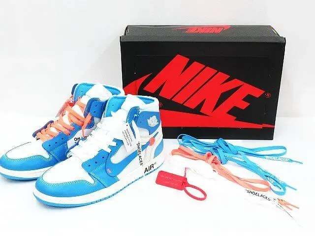 🎁🎁🎁【入手困難】🌹『緊急値下げ！』💯Off-White x Air Jordan 1 Retro High OG "UNC"OWジョイントノースカロライナブルー🎈🎈🎈
