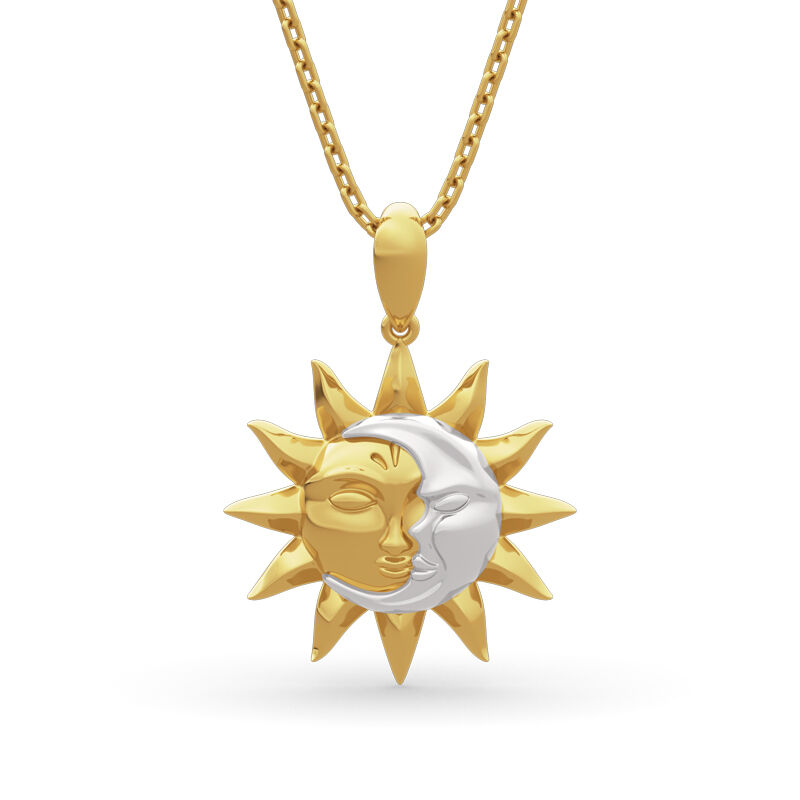 "Sun ＆ Moon" 太陽 顔 日 月 サン デザイン シルバー ネックレス