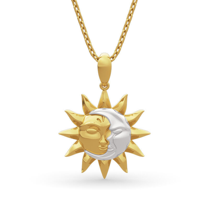 "Sun ＆ Moon" 太陽 顔 日 月 サン デザイン シルバー ネックレス