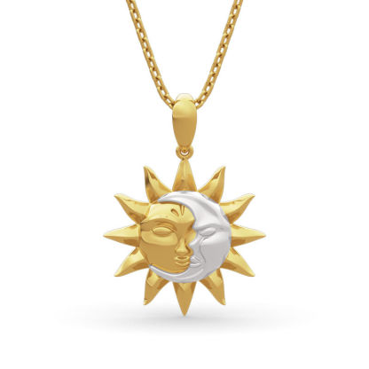 "Sun ＆ Moon" 太陽 顔 日 月 サン デザイン シルバー ネックレス