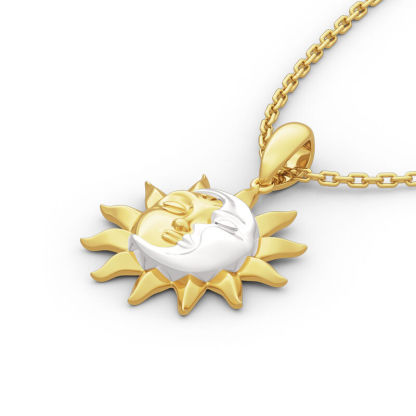 "Sun ＆ Moon" 太陽 顔 日 月 サン デザイン シルバー ネックレス